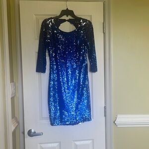 Dress by sequin hearts, blue, and silver